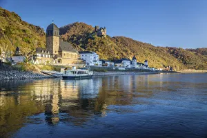 Middle Rhine Valley Prints: St. Goarshausen with Katz Castle, Middle Rhine Valley, Rhineland-Palatinate, Germany