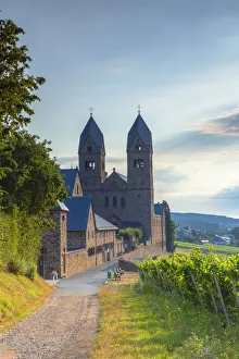 Romantic Rhine Prints: St Hildegard Abbey and vineyards, Rudesheim, Rhineland-Palatinate, Germany