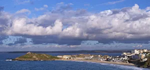 St Ives Prints: St Ives and The Island from Clodgy Point, Cornwall, England