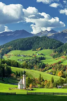 South Tyrol Prints: St. Johann Church, Val di Funes, Dolomites, South Tyrol, Italy