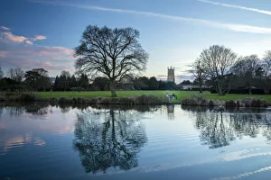 John Baptish Prints: St. John Baptish Church, and the River Churn, Cirencester, Cotswolds, Gloucestershire