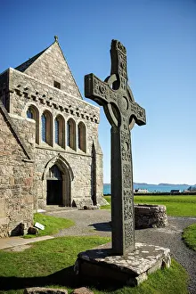 Ancient History Prints: St John's Cross and Iona Abbey, Isle of Iona, Scotland, UK