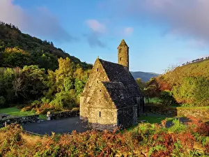 St. Kevin's Church at sunrise, Early Medieval Monastic Settlement, Glendalough, County Wicklow, Ireland
