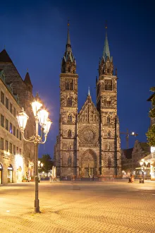 Nuremberg Prints: St Lawrence (St Lorenz) Church at dusk, Nuremberg, Bavaria, Germany