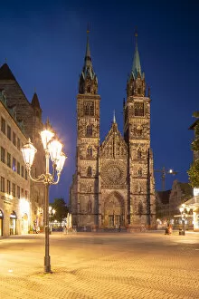 St Lawrence (St Lorenz) Church at dusk, Nuremberg, Bavaria, Germany