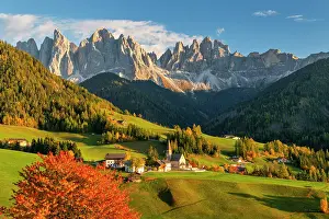 South Tyrol Prints: St. Magdalena in Autumn, Val di Funes, Dolomites, South Tyrol, Italy