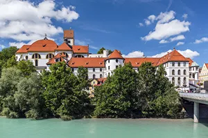 St Mangs Basilica and former monastery with River Lech, Fussen, Bavaria, Germany