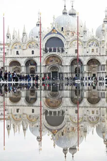 Mediteranean Country Gallery: St. Marks Basilica during Acqua alta, St. Marks Square, Venice, Italy