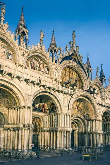 St Marks Square Gallery: St Marks basilica at dusk, Venice, Veneto, Italy