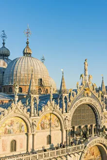 Images Dated 21st January 2018: St Marks Basilica, St Marks Square, Venice, Veneto, Italy. High angle view at sunset