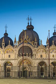 St Marks square and basilica at dusk, Venice, Veneto, Italy