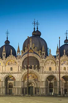 St Marks Square Gallery: St Marks square and basilica at dusk, Venice, Veneto, Italy