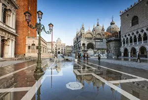 Images Dated 25th January 2019: St Marks square flooded by high tide (Acqua alta), Venice, Italy