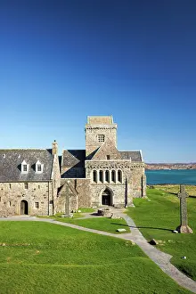 Ancient History Prints: St Martin's Cross and Iona Abbey, Isle of Iona, Scotland, UK