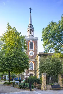Rotherhithe Prints: St. Marys church, Rotherhithe, London, England, UK - the Pilgrim Fathers set