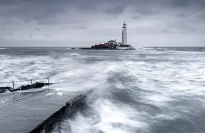 Whitley Bay Prints: St Mary's Lighthouse, St Mary's Island, near Whitley Bay, Tyne and Wear, England