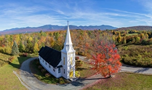 White Church Prints: St Matthew's Chapel, Sugar Hill, New Hampshire, New England, USA