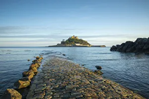 St Michaels Mount and the causeway, Marazion, Cornwall, England, UK