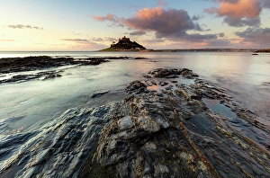 Marazion Prints: St Michael's Mount, Mounts Bay, Marazion, near Penzance, Cornwall, England