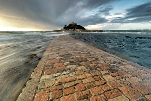 Low Tide Prints: St Michael's Mount and the pedestrian causeway at low tide