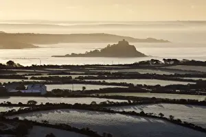 Hedgerows Prints: St Michaels Mount from Trencrom Hill, Cornwall, England
