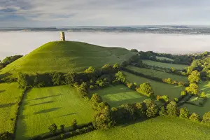 Glastonbury Prints: St Michaels Tower on Glastonbury Tor on a sunny September morning