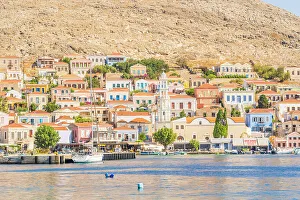 St Nicholas Church and the harbour, Halki, Dodecanese Islands, Greece