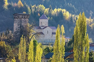 Georgia Prints: St. Nicolas Church & tower, , Mestia, Upper Svaneti (Zemo Svaneti), Georgia