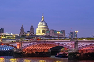 Blackfriars Bridge Prints: St. Paul's cathedral & Blackfriars Bridge, London, England, UK