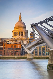 London Prints: St. Pauls Cathedral & Millennium bridge, London, England, UK