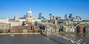 St Pauls cathedral and Millennium Bridge, London, England, UK