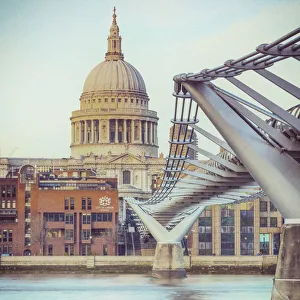 St. Pauls Cathedral & Millennium bridge, London, England, UK