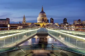 Millennium Bridge Prints: St Paul's Cathedral and the Millennium Bridge, London, England