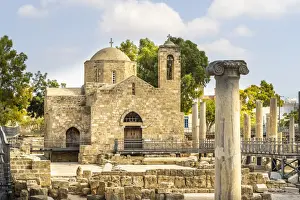 Religious Buildings Prints: St Pauls Pillar and Agia Kyriaki church or the ancient Chrysopolitissa Basilica