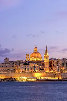 House Of Worship Prints: St Paul's Pro-Cathedral and The Basilica of Our Lady of Mount Carmel at Dusk