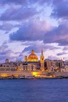Dome Prints: St Paul's Pro-Cathedral and The Basilica of Our Lady of Mount Carmel at Dusk