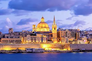 House Of Worship Prints: St Paul's Pro-Cathedral and The Basilica of Our Lady of Mount Carmel at Dusk