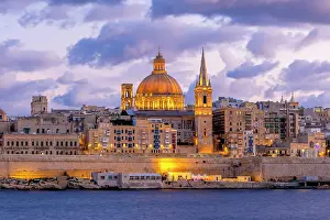 Dome Prints: St Paul's Pro-Cathedral and The Basilica of Our Lady of Mount Carmel at Dusk