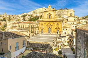 Architectures Prints: St Peter church in Modica viewed from an elevated terrace, Modica, Ragusa province