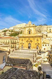St Peter church in Modica viewed from an elevated terrace, Modica, Ragusa province