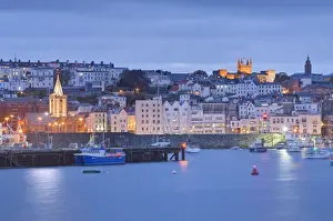 St. Peter Port at dusk, Guernsey, Channel Islands, UK