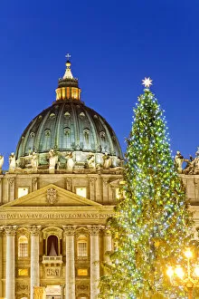 Images Dated 16th May 2012: St Peters Basilica, Basilica di San Pietro, Christmas tree and crib. Rome, Lazio