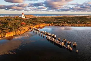Dune Prints: St. Peters harbour lighthouse, Prince Edward Island, Canada