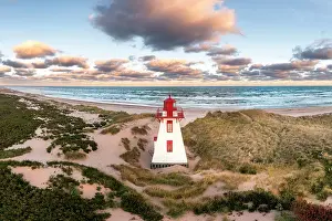 Dune Prints: St. Peters harbour lighthouse, Prince Edward Island, Canada