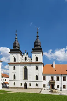 St. Procopius Basilica against clear blue sky on sunny day, UNESCO, Trebic St. Procopius Basilica against clear blue sky on sunny day, UNESCO, Trebic