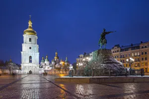 Kyiv Prints: St. Sophias Cathedral and Bell Tower, Sofiyivska Square, Kiev (Kyiv), Ukraine
