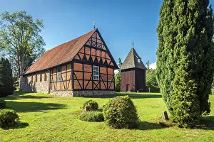 Half Timbered Prints: St. Stephanus Church in the village of Egestorf, Luneburg Heath, Lower Saxony, Germany