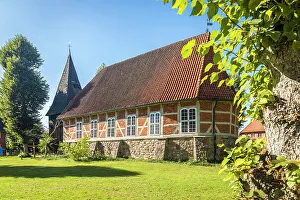 Half Timbered Prints: St. Stephanus Church in the village of Egestorf, Luneburg Heath, Lower Saxony, Germany