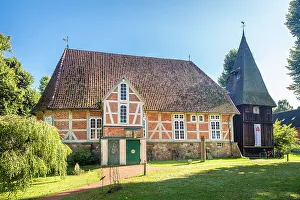 Half Timbered Prints: St. Stephanus Church in the village of Egestorf, Luneburg Heath, Lower Saxony, Germany