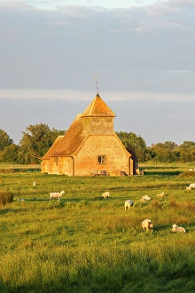 Marsh Prints: St. Thomas Becket Church, Fairfield, Romney Marsh, Kent, England, UK